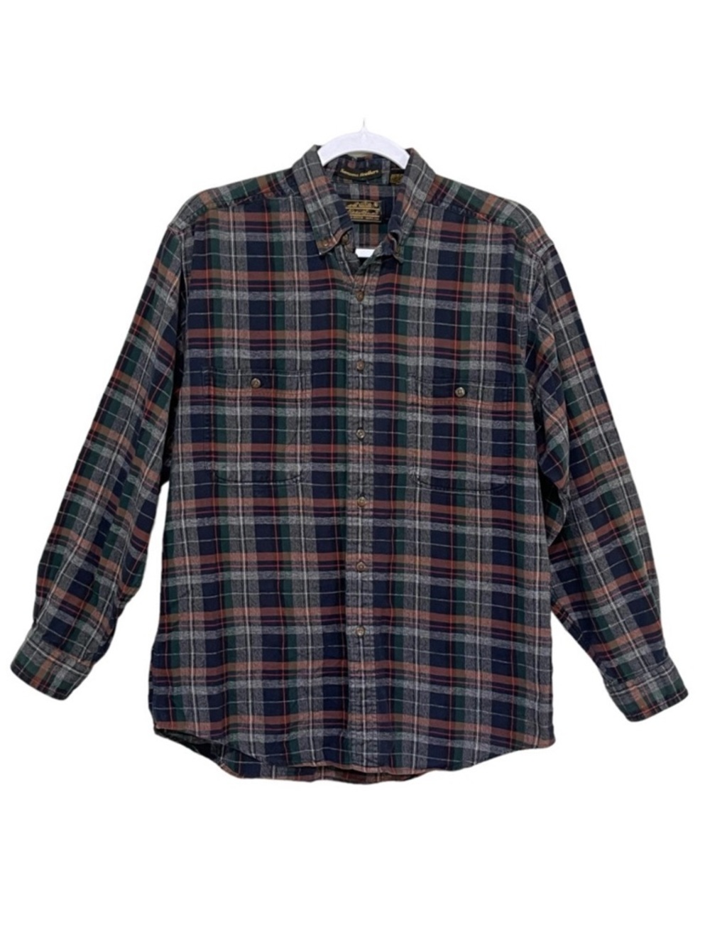 Vintage Eddie Bauer Sonoma Heathers Plaid Flannel Shirt 100% Cotton Comfy Size M